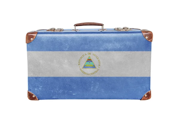 Maleta vintage con bandera de Nicaragua — Foto de Stock