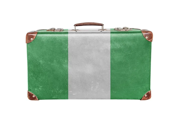 Vintage resväska med Nigeria flagga — Stockfoto