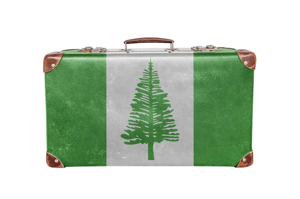 诺福克岛国旗的老式手提箱 — 图库照片