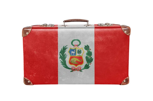 Maleta vintage con bandera de Perú —  Fotos de Stock