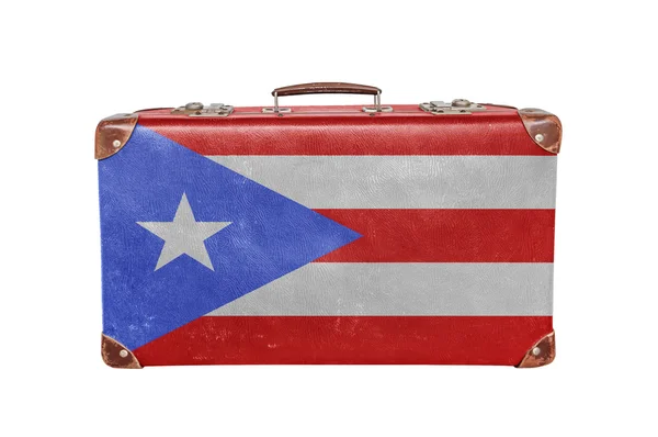 Винтажный чемодан с флагом Пуэрто-Рико — стоковое фото