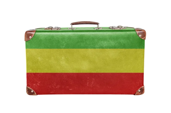 Vintage resväska med Rasta flagga — Stockfoto