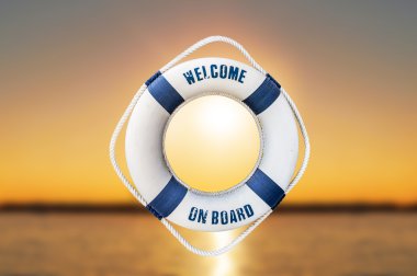 Lifebuoy bulanıklık plaj zemin üzerine