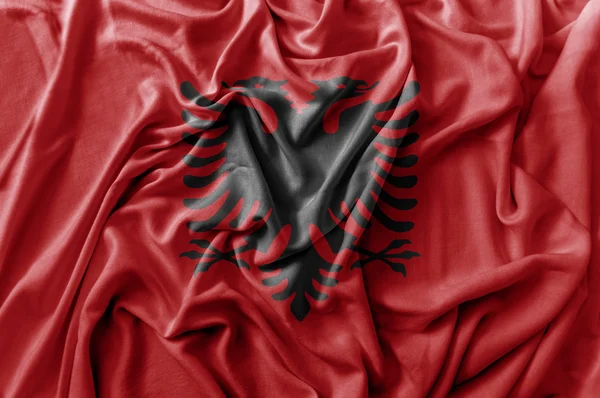Ruffled waving Albania flag — Stock Photo, Image