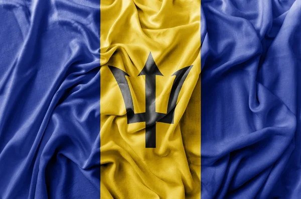 Rozcuchané mává vlajkou Barbadosu — Stock fotografie