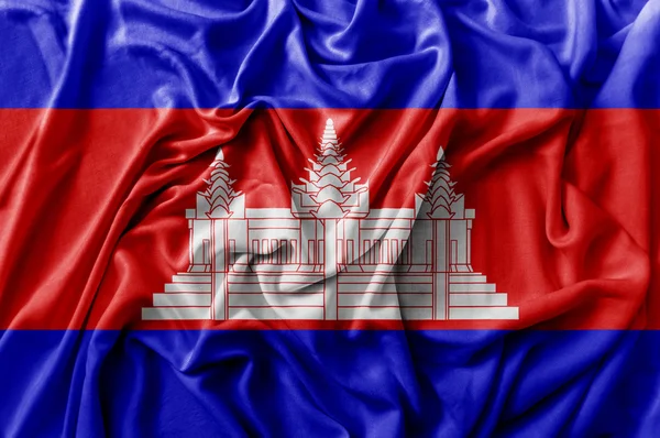 Rüschen schwenken Kambodscha-Flagge — Stockfoto