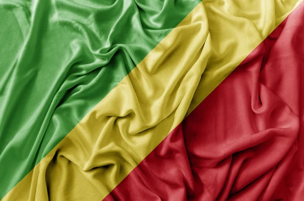 Ruffled ondeando bandera de la República del Congo — Foto de Stock