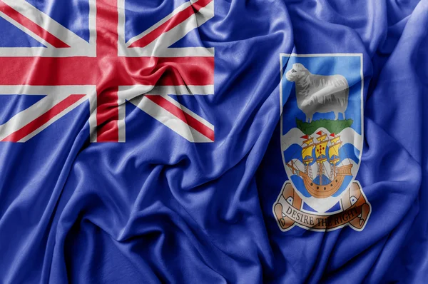 Ruggig viftande Falklandsöarnas flagga — Stockfoto