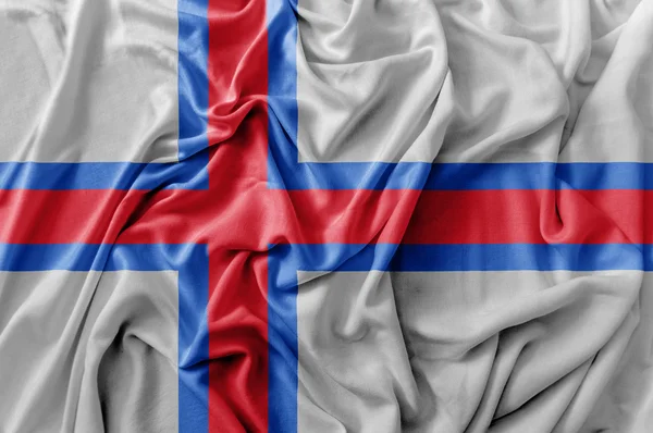 Ruffled waving Faroe Islands flag — Stock Photo, Image