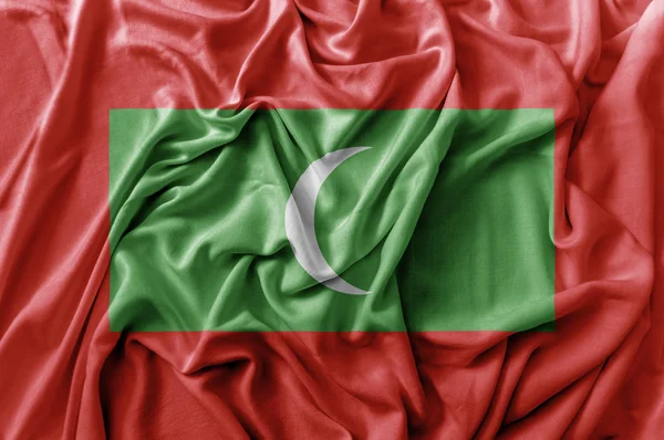 Ruffled waving Maldives flag — Stock Photo, Image