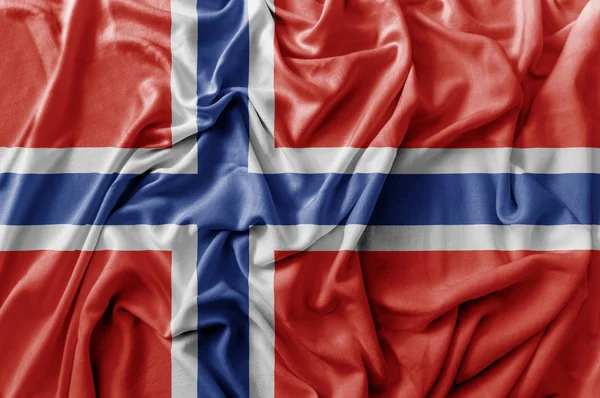 Ruggig viftande Norge flagga — Stockfoto