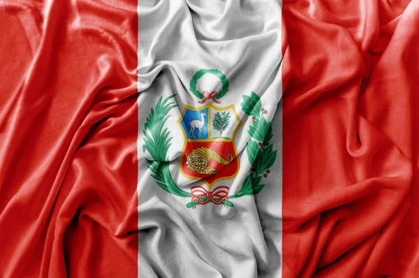 Fodros hullámzó Peru zászló — Stock Fotó