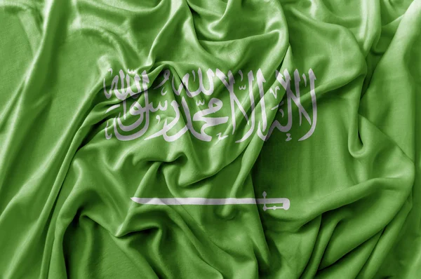 Ruffled ondeando bandera de Arabia Saudita — Foto de Stock