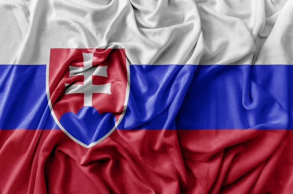 Ruggig viftande Slovakien flagga — Stockfoto