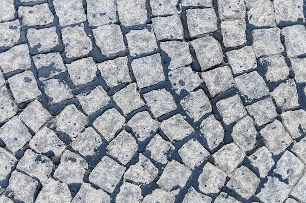 Grå kullersten trottoar bakgrund — Stockfoto