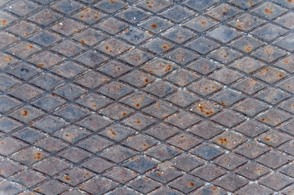 Rusty metal grid plate texture — Stock Photo, Image