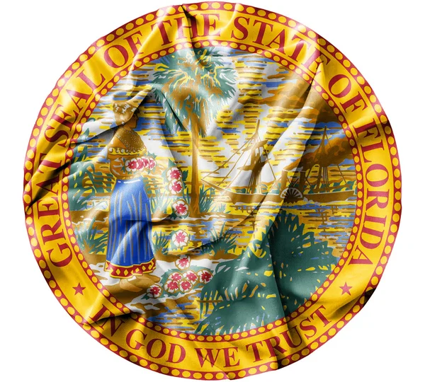 Κυματίζει σημαία Ηνωμένες Πολιτείες Φλώριδα σφραγίδα με βολάν — Φωτογραφία Αρχείου