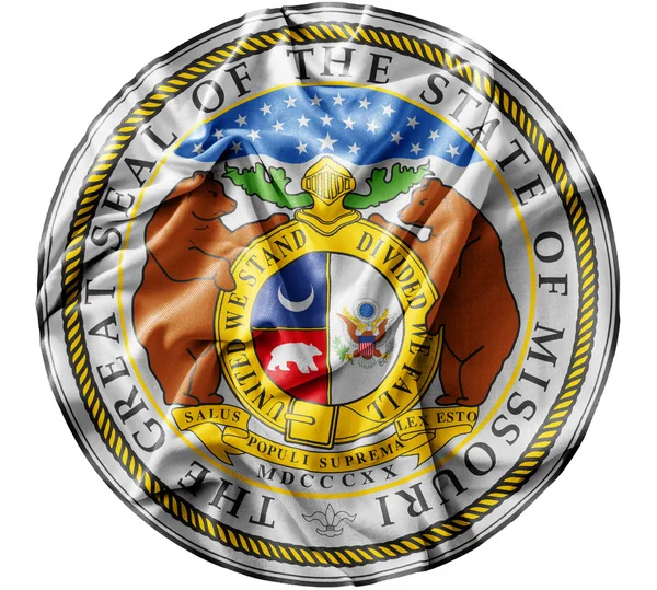 Ruffled ondeando la bandera de Estados Unidos Missouri Seal —  Fotos de Stock