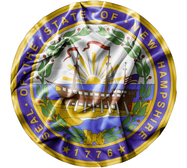 Ruffled waving United States New Hampshire Seal flag — Stock Photo, Image