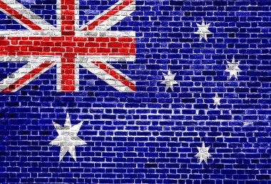Avustralya bayrağı arka plan doku tuğla duvara boyalı