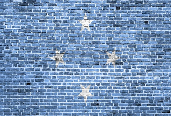 미크로네시아의 국기 배경 텍스처 벽돌 벽에 그려진 — 스톡 사진