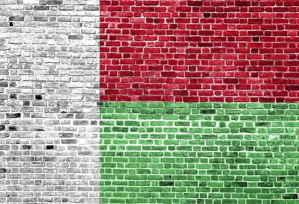 Vlag van Madagaskar geschilderd op de muur, achtergrondstructuur — Stockfoto