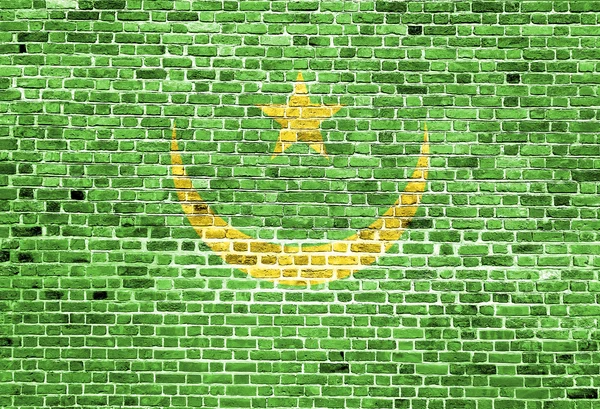 Σημαία της Μαυριτανίας ζωγραφισμένο σε τοίχο από τούβλα, η υφή φόντου — Φωτογραφία Αρχείου