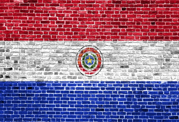 파라과이의 국기 배경 텍스처 벽돌 벽에 그려진 — 스톡 사진