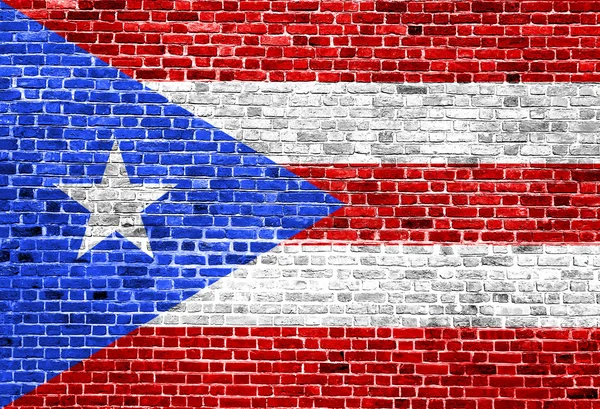 Flaga Portoryka malowane na mur z cegły, tekstury tło — Zdjęcie stockowe