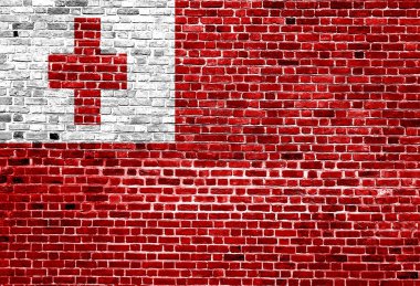 Tonga bayrağı arka plan doku tuğla duvara boyalı