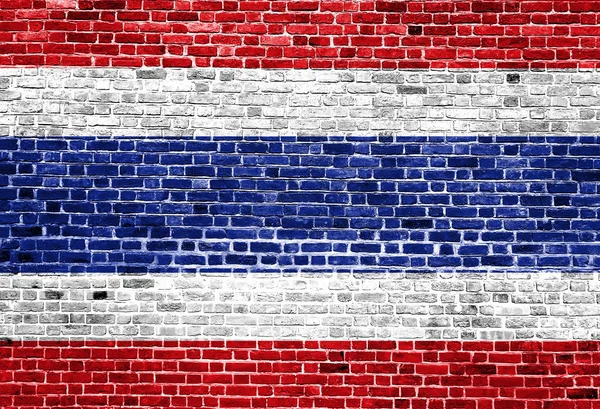 Flagga Thailand målade på tegelmur, bakgrundsstruktur — Stockfoto