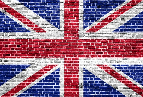 英国国旗画在砖墙上，背景纹理 — 图库照片