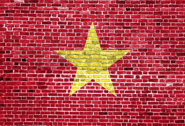 Flag of Vietnam painted on brick wall, background texture — Stock Photo, Image