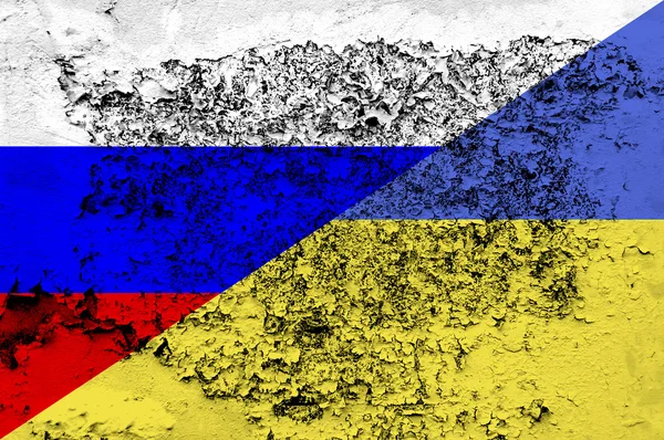 Bandeiras Ucrânia Rússia Pintadas — Fotografia de Stock