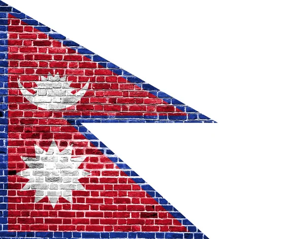 Bandeira do Nepal pintado na parede de tijolo, textura de fundo isolado — Fotografia de Stock