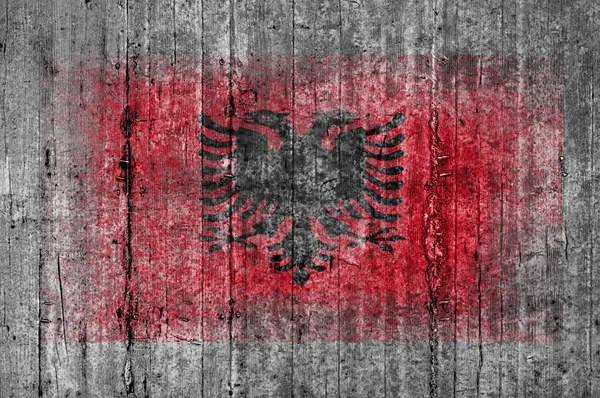 Albania flag painted on background texture gray concrete — Stock Photo, Image