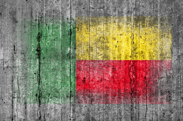 Benin Flagge auf Hintergrund Textur grauen Beton gemalt — Stockfoto