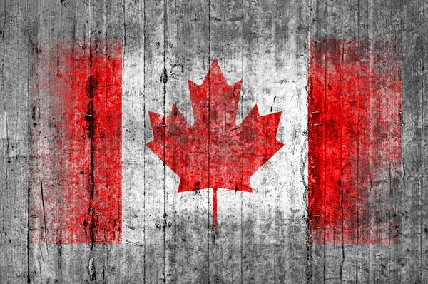 Bandeira do Canadá pintada sobre fundo textura cinza concreto — Fotografia de Stock