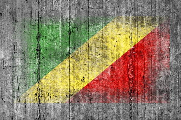 Congo Bandera de la República pintado sobre fondo textura gris hormigón — Foto de Stock