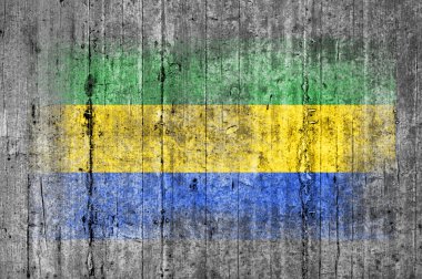 Arka plan doku gri üzerine beton boyalı Gabon bayrak