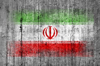 Arka plan doku gri üzerine beton boyalı Iran bayrağı