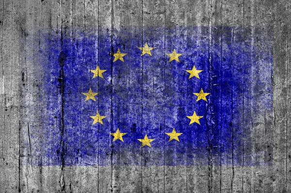 구체적인 배경 텍스처 회색에 그려진 유럽 연합 깃발 — 스톡 사진