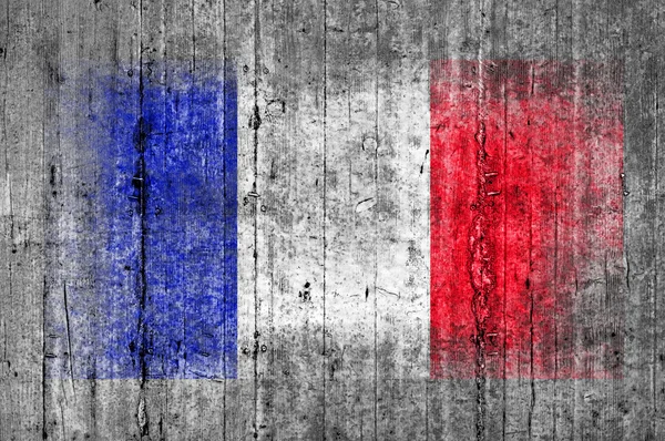 Frankreich Flagge auf Hintergrund Textur grau Beton gemalt — Stockfoto