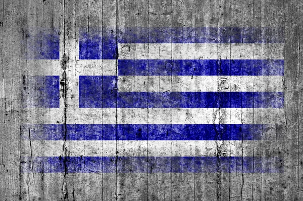希腊国旗画在背景纹理灰色混凝土 — 图库照片