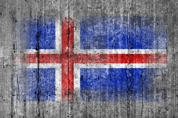 Islandská vlajka namalované na pozadí textury šedá beton — Stock fotografie