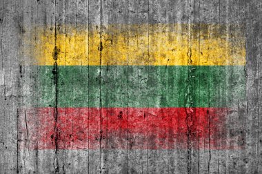 Arka plan doku gri üzerine beton boyalı Litvanya bayrağı