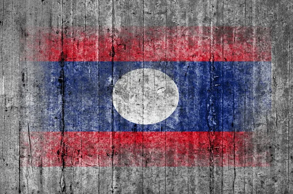 Laos Flagge auf Hintergrund Textur grauen Beton gemalt — Stockfoto