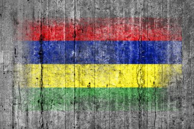 Arka plan doku gri üzerine beton boyalı Mauritius bayrak