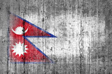 Arka plan doku gri üzerine beton boyalı Nepal bayrağı