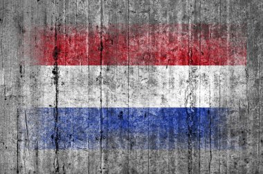 Arka plan doku gri üzerine beton boyalı Hollanda bayrağı